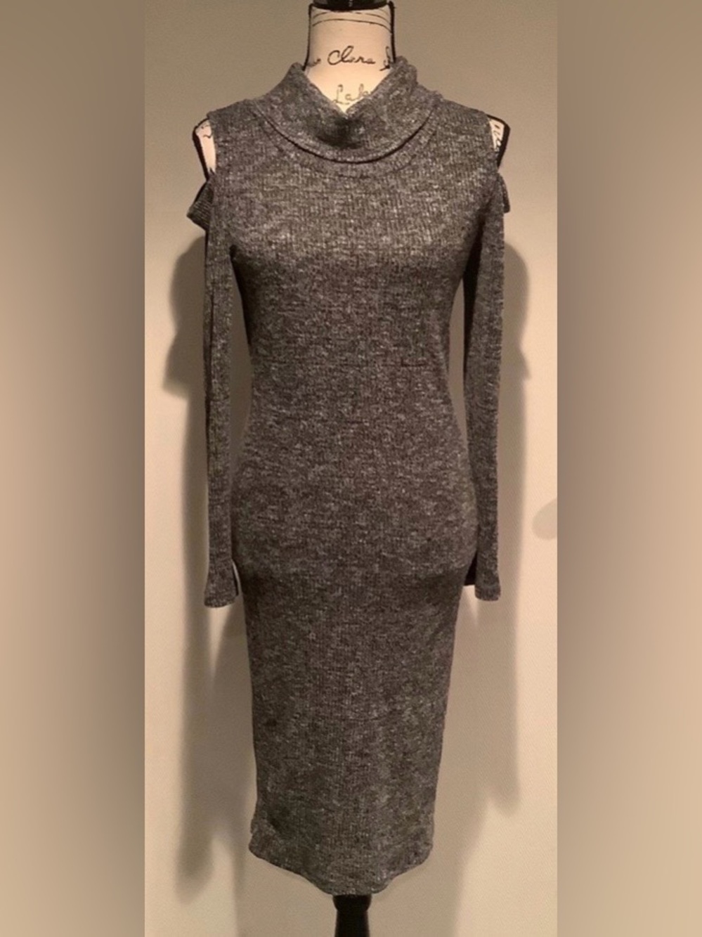 Derek Heart Cold Shoulder Long Sleeve Turtleneck Knit Dress